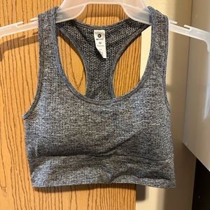 Gray sports bra with removable pads